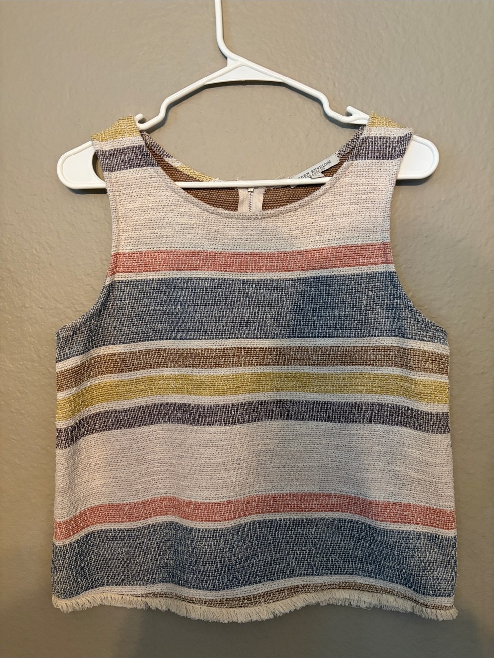 Green Envelope Striped Crop Top in Cream, Blue, Mustard, Rust